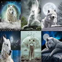 shayi diy 5d diamond painting moon wolf scenery full squareround drill mosaic embroidery cross stitch animal home decor picture