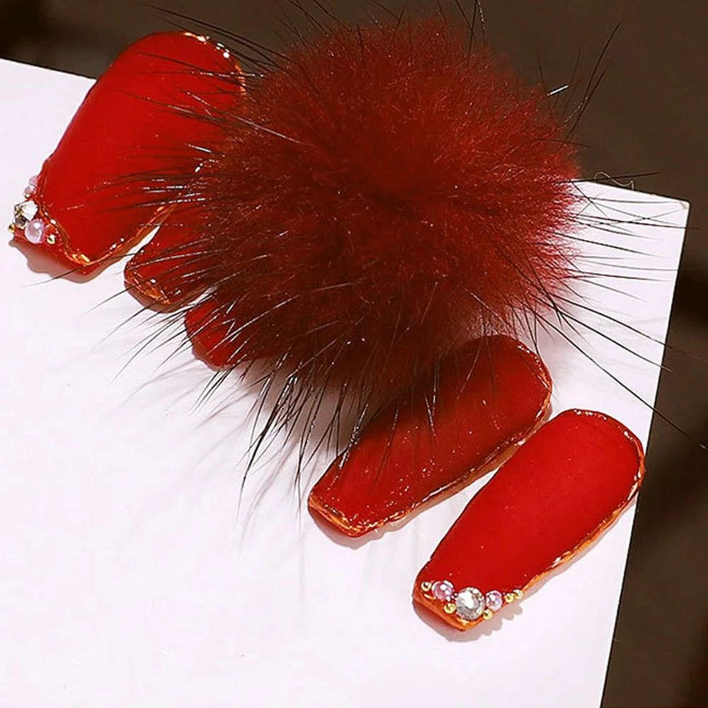 Красивая Магнитная основа Стильный Пушистый Плюшевый шар для ногтей 3D мягкий