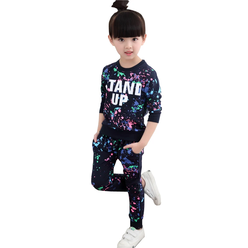 Спортивные костюмы для девочек 100% хлопок Весенняя спортивная одежда спортивные