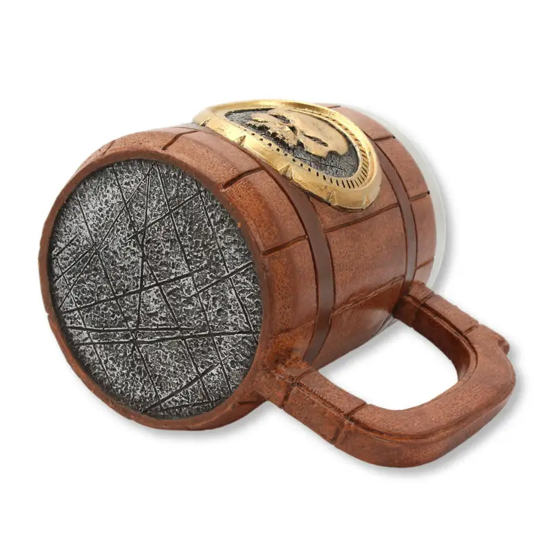 Пивная кружка в виде черепа из нержавеющей стали стиле ретро деревянная имитация