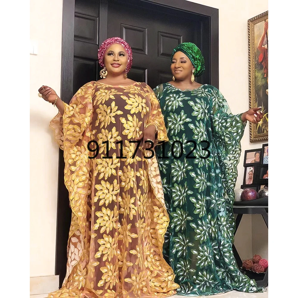 African Lace Dresses for Women 2021 New Dashiki Boubou Robe Africaine Femme Bazin Riche Embroidered Party Dress Clothes | Тематическая