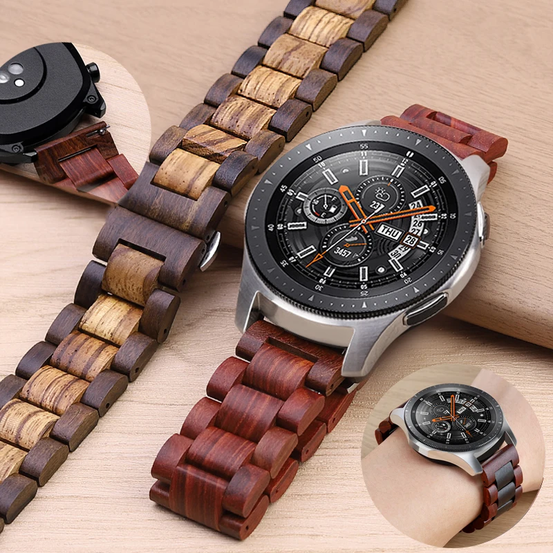 Correa de reloj de madera para samsung Watch 3, pulsera de 41mm y 45mm para samsung Galaxy Watch de 42mm y 46mm, accesorios de pulsera de sándalo