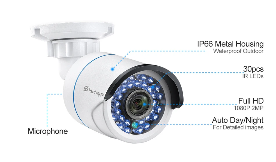 H.265 8CH 1080P 2.0MP NVR комплект POE Система безопасности аудио ip-камера IR-Cut наружный водонепроницаемый комплект видеонаблюдения 2 ТБ HDD