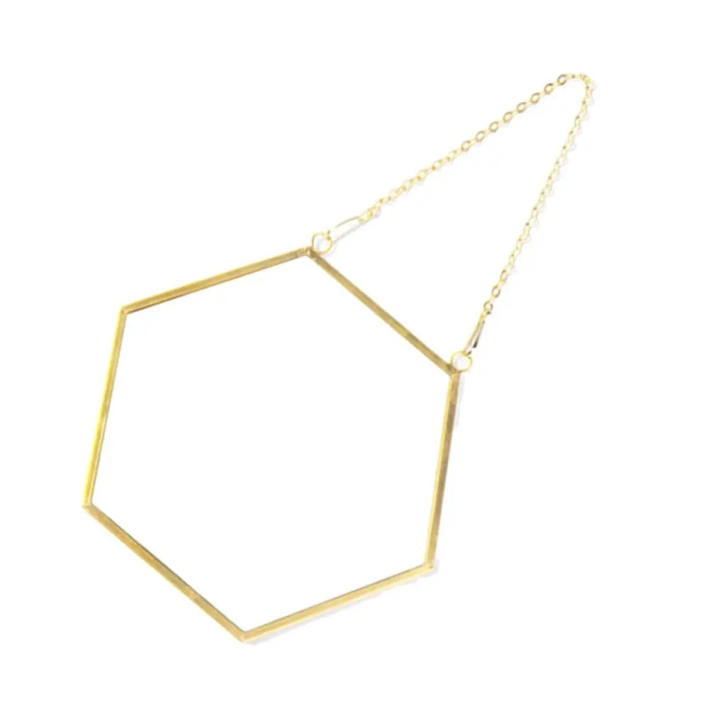 

Nordic Minimalist Home Decoration Geometric Shape Gold Brass Hexagonal Mirror Bathroom Mirror Entrance Mirror Makeup Mirror