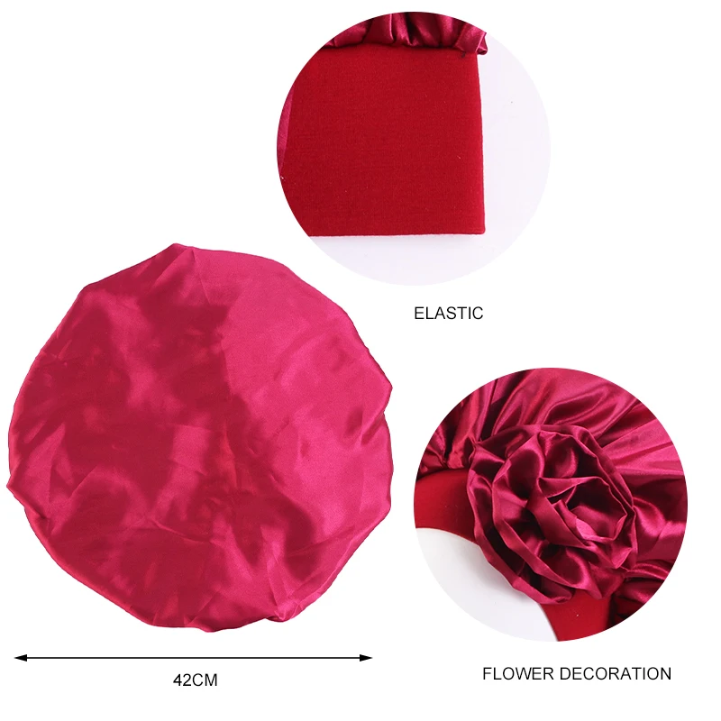 

Smooth Hair Styling Caps Lady Extra Large Sleep Cap With Elastic Band Women Female Casual Satin Bonnet Sleeping Layer Hair Care