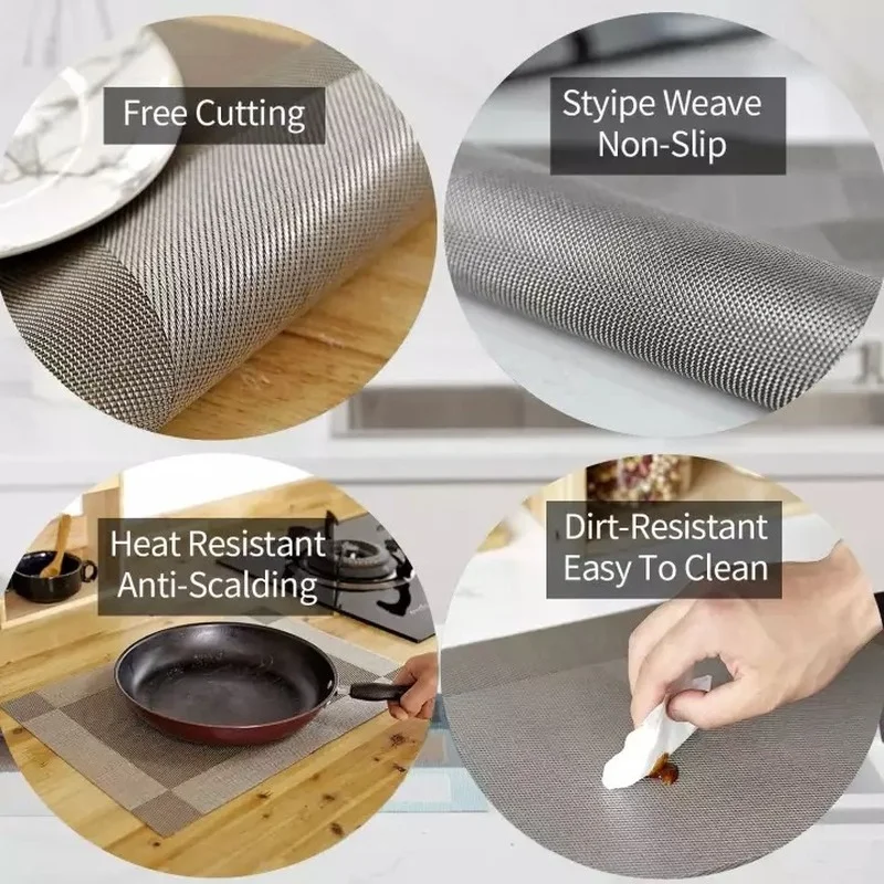 

1PC PVC Washable mat for Dining Table Mat Non-slip Waterproof Mat In Kitchen Accessories Cup Coaster Wine Pad Antiskid Heat