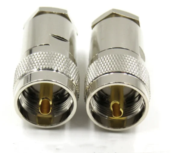 1pce Connector UHF PL259 Male Plug Clamp RG58 RG142 LMR195 RG400 Cable Straight Adaptor
