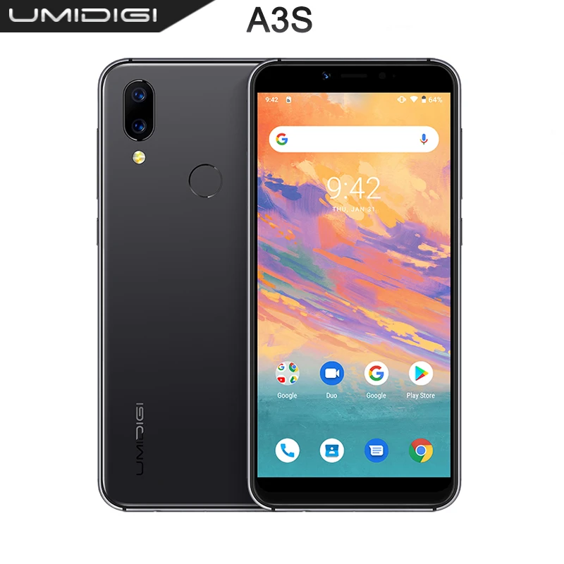 UMIDIGI A3S смартфон с 5 7 дюймовым дисплеем восьмиядерным процессором MT6761 ОЗУ 2 Гб ПЗУ