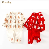 baby girl boy cotton knitted clothes set cardiganpant 2pcs bear print infant toddler long sleeve clothing sets outfit 1 2y