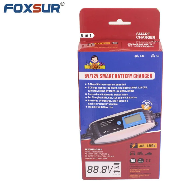 FOXSUR 6 в 12 7 stage автомобильное зарядное устройство для мотоцикла зимний режим и