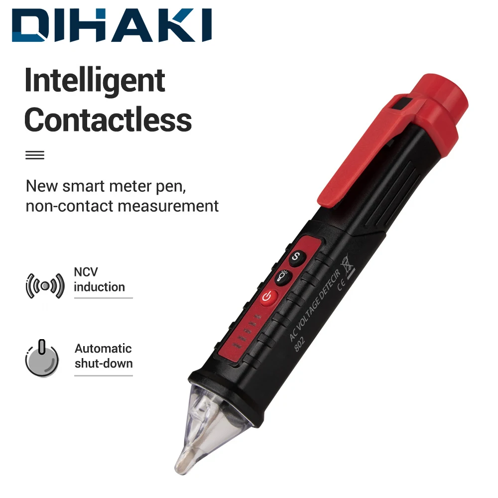 

Non-contact AC Voltage Detector Tester Meter 12V-1000v Pen Style Electric Indicator LED Outlet Voltage Dectetor Sensor Test