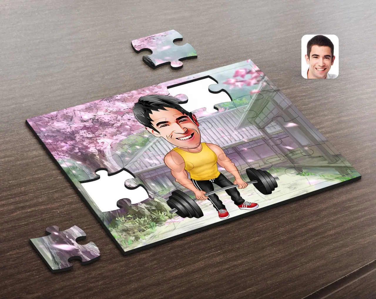 

Personalized Male Weightlifter Caricature Of Wooden Puzzle-1