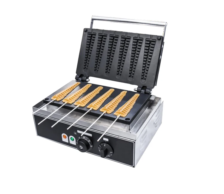 

CE Approved 6pcs Lolly Waffle Maker Commercial Waffle on a Stick Machine Chrismas Tree Shape Wafle Iron Baker Kitchen Appliance