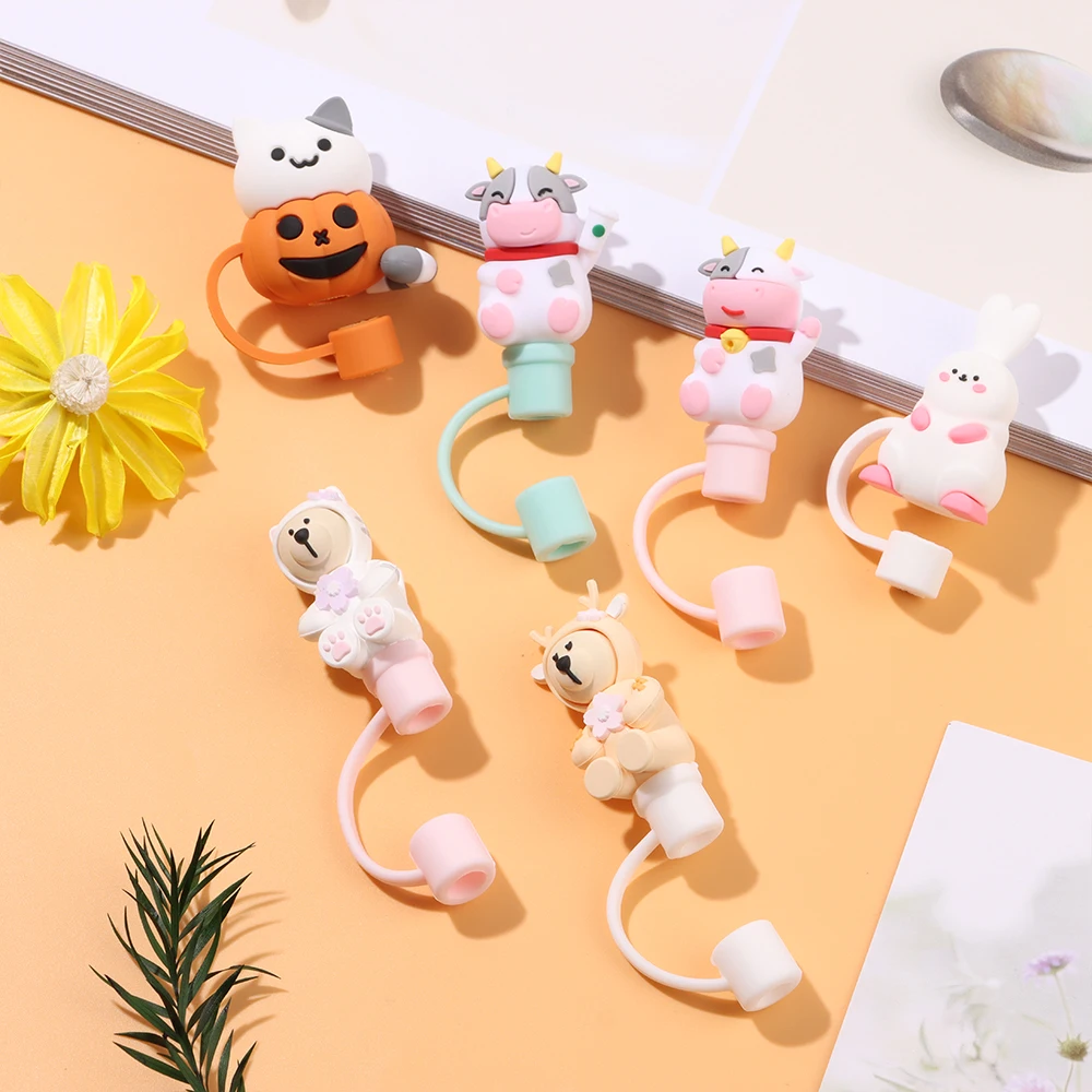 

Cartoon Plugs Cover Silicone Straw Plug Reusable Drinking Dust Cartoon Plugs Cover Splash Proof Straw Creative Cup Acce rietjes