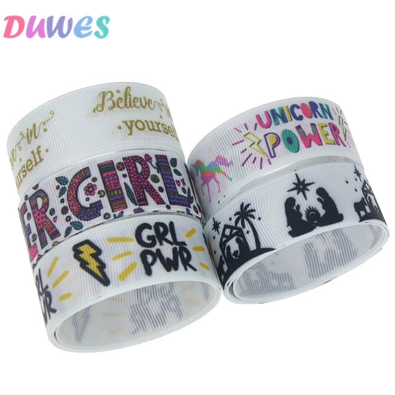 

DUWES 50yards power believe Printed Grosgrain Ribbon Accessory Hairbow Headwear Decoration DIY Wholesale OEM D1165