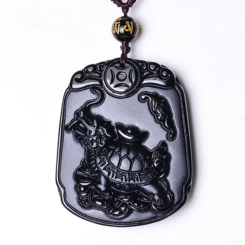 Подвеска из черного натурального дерева обсидиана ожерелье с подвеской в виде