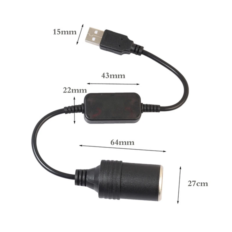 Переходник-адаптер с проводным контроллером и USB-портом на 12 В Женский шнур