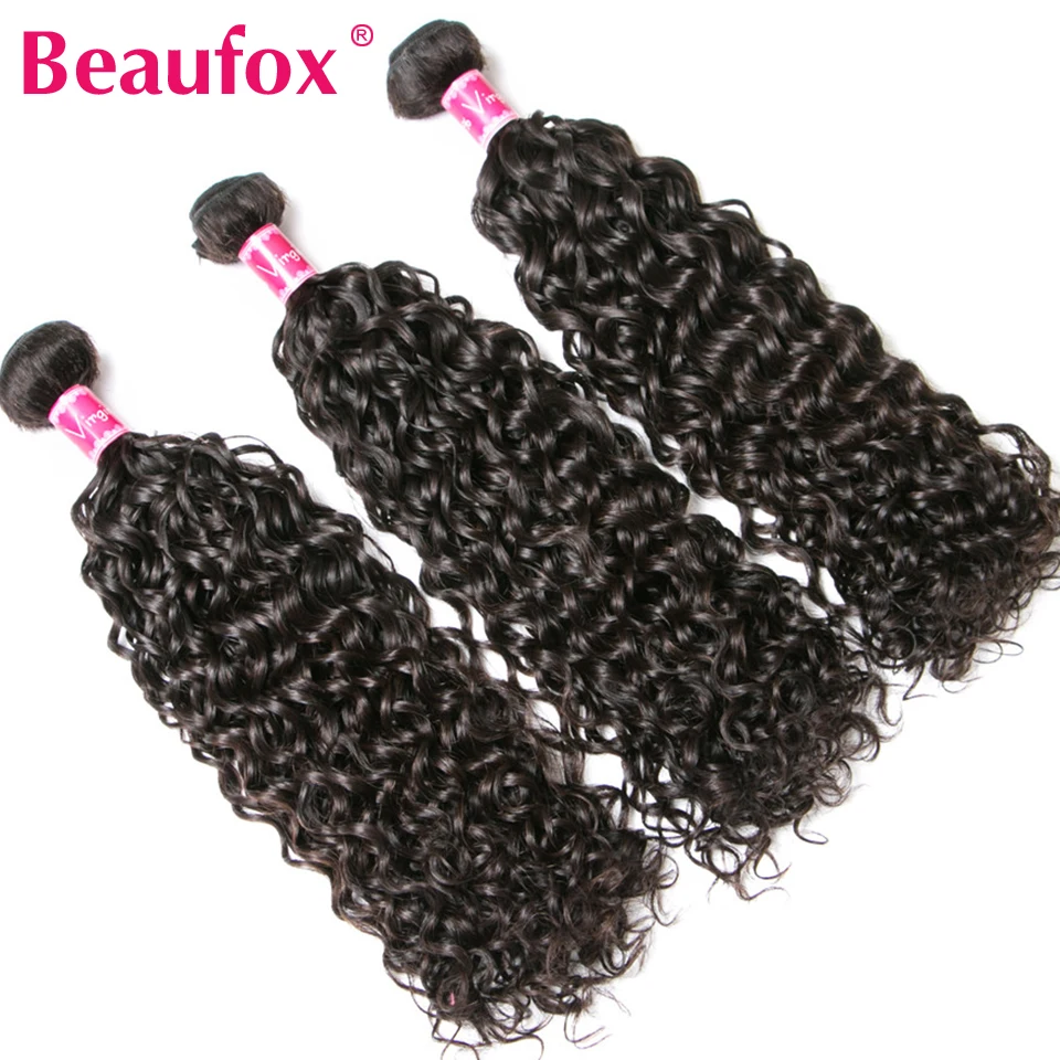 Beaufox малазийские волнистые пучки с закрытием Remy человеческие волосы 3 пучка