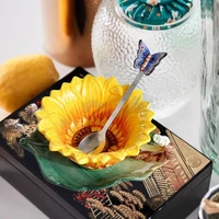 american sunflower coffee cup and saucer feature handmade ceramic coffee mug cup saucer spoon 3 sets of coffee cups premium gift