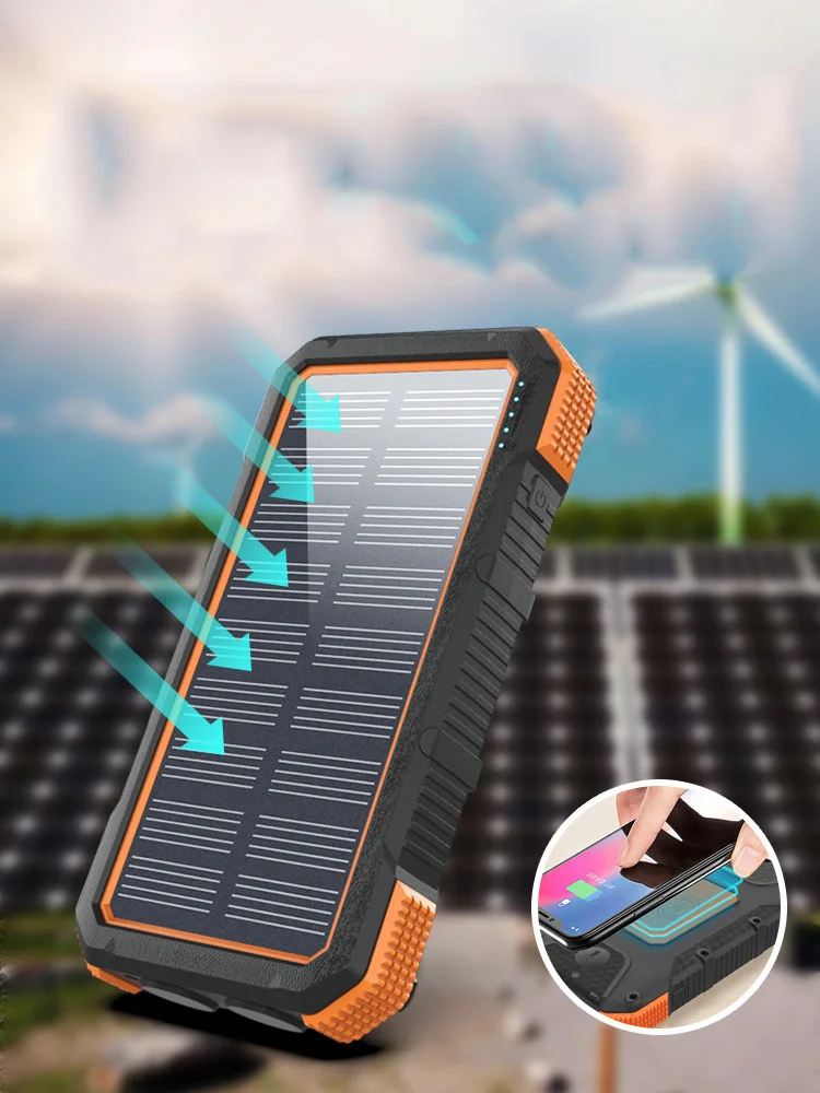45000mah Wireless Solar Power Bank 4 USB Portable External Charger Fast Charging PoverBank Battery for Iphone Xiaomi | Мобильные