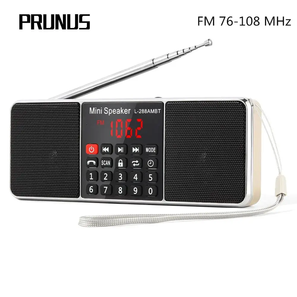 PRUNUS цифровое портативное радиоприемник FM AM приемник Bluetooth стерео динамик TF/SD карта MP3-плеер USB привод громкой связи вызов светодиодный экран