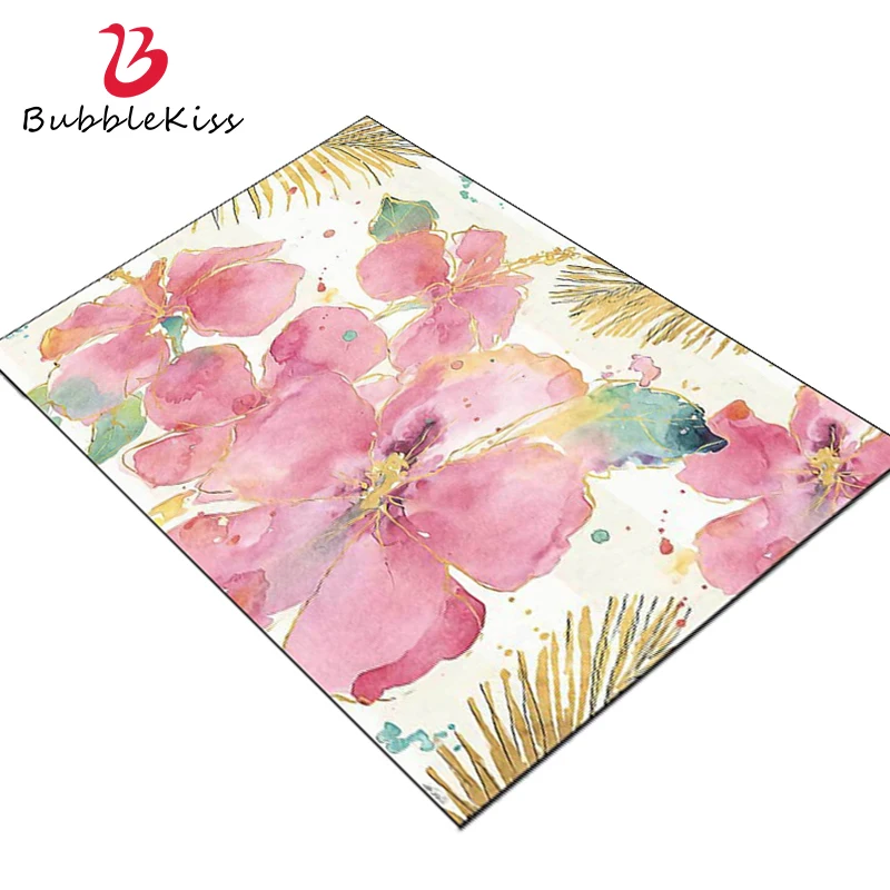 

Bubble Kiss Pink Carpets For Flowers Painting Girl's Bedside Area Floor Rugs Decor Living Room Customize Home Anti Slip Mats
