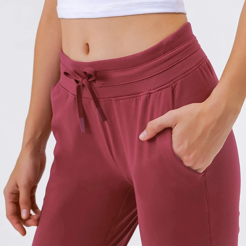 

Women workout Sport Joggers Pants Women Drawstring Fitness Jogger Butter Soft Leggings with two side pockets Full length