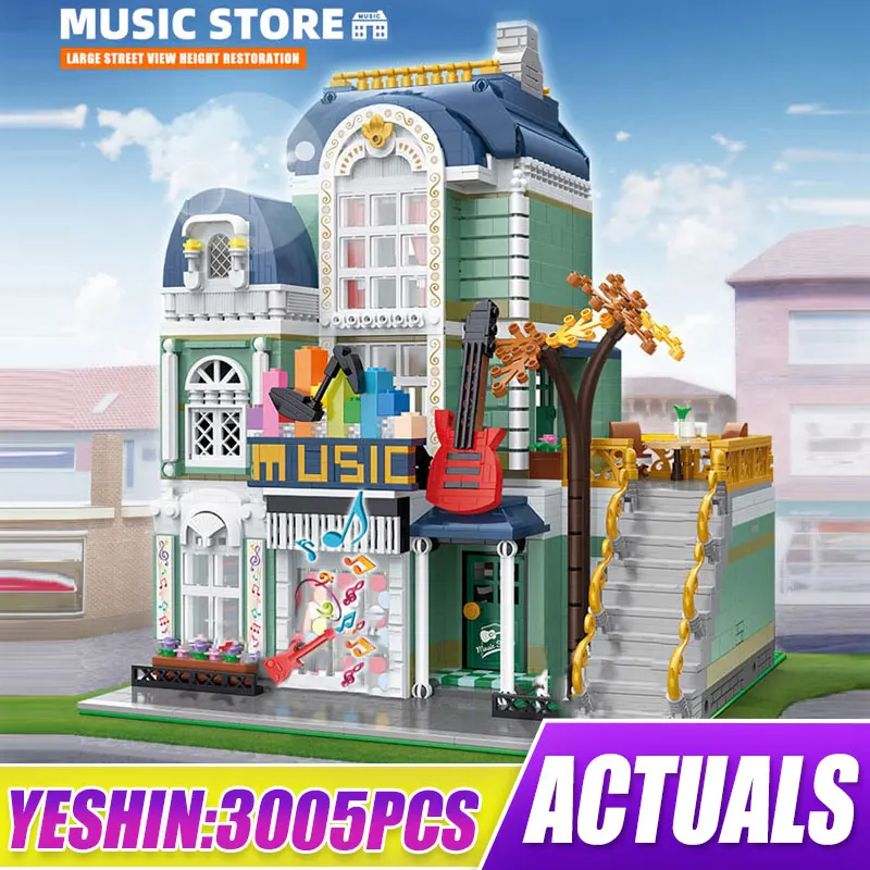 

Конструктор Yeshin YC20008 Streetview, модель музыкального магазина MOC, сборные блоки, игрушки для детей, рождественские подарки