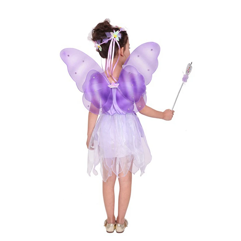 Очаровательные милые платья для девочек с летучей мышью фиолетовыми бабочками