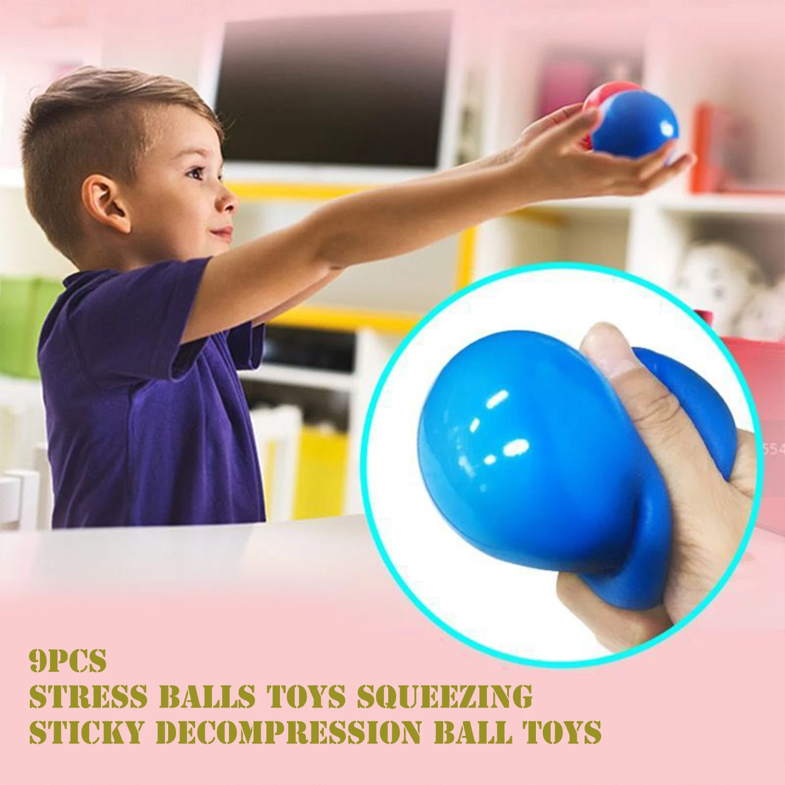 

9pcs Fidget Sensory Toys Stress Balls Toys Squeezing Sticky Decompression Ball Toys Special Need Education Adult Relieve Squisy