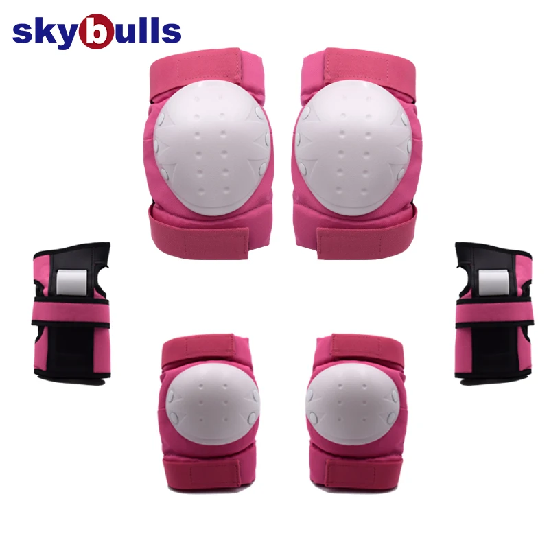 Pink Skybulls 6 шт./компл. катание защитное Шестерни налокотники велосипед скейтборд защитные наколенники, способный преодолевать Броды для взрослых защита безопасности - Цвет: Pink