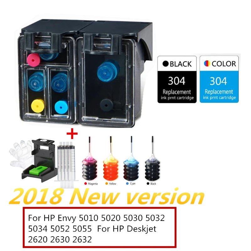 GraceMate новая версия 304 совместимый многоразовый картридж для hp Deskjet Envy 2620 2630 2632 5030 5020 5032 3720 3730 5010 - Цвет: 304 New version