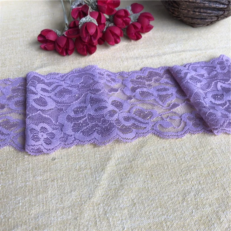 Lavender 1 Meter S1960 8cm DIY Handmade Hair Decoration Wide Elastic Lace Ribbon Stretch Trimmings Wedding Dress Skirt | Дом и сад