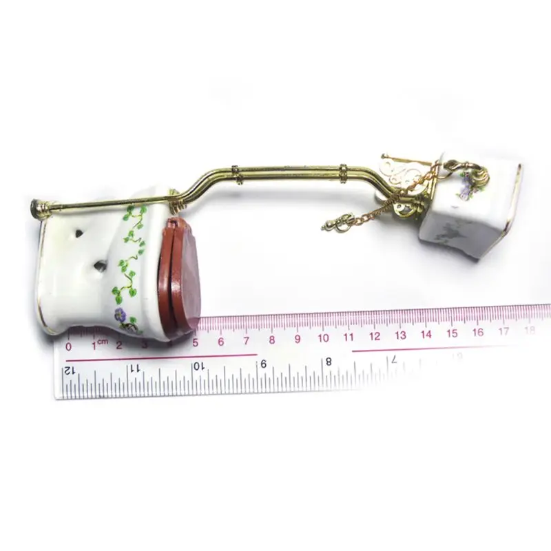 

Vintage 1:12 Dollhouse Miniature Furniture Bathroom Porcelain Toilet Closestool For Dolls Kids Role Play Toys Gift Dollhouse