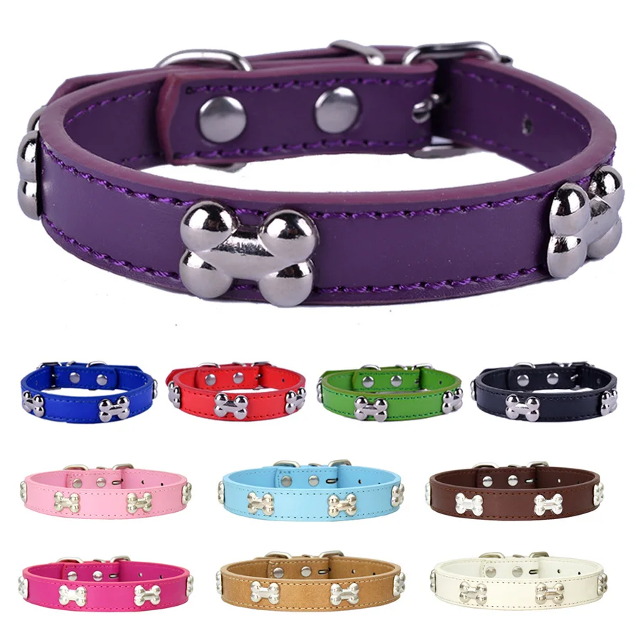 

11 Colors Pink Dog Collars Pu Leather Collar Perro Small Dog Collar Puppy Accessories Chihuahua Collier Chien Pet Dog Supplies