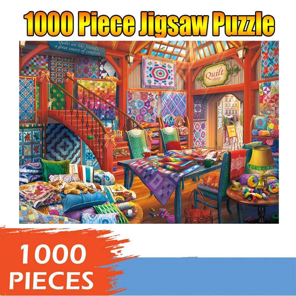 Пазлы для взрослых игрушки 1000 шт. стёганый магазин Бумажный шаблон игра головоломка интересные детские
