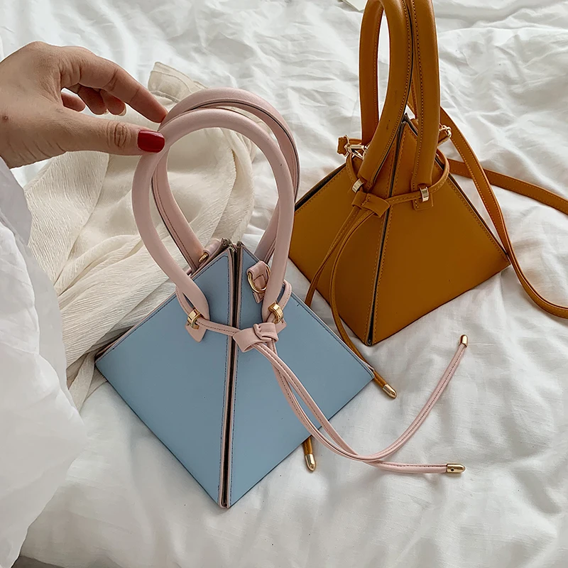 

Contrast Color Tote Bucket Bag 2021 Fashion New High-Quality PU Leather Women's Designer Handbag Travel Shoulder Messenger Bag