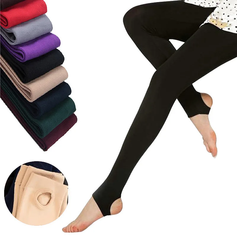 

2021 Autumn Winter Woman Thick Warm Leggings Candy Color Brushed Charcoal Stretch Fleece Pants Trample Feet Leggings