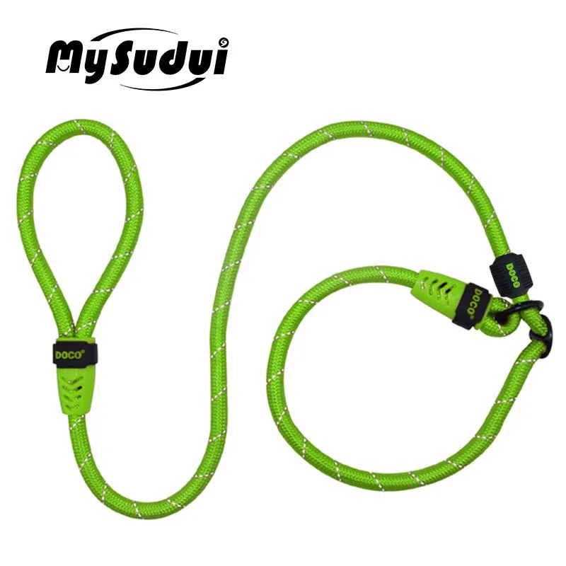 green MySudui Светоотражающий Поводок для собак, нейлоновый ремень для собак, поводок для бега светится в темноте, поводок для домашних животных, черный питбультерьер - Цвет: green