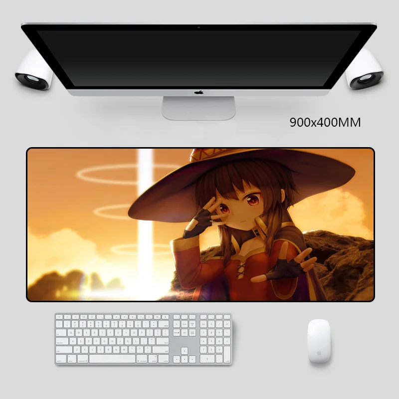 

Anime Mice Pad Konosuba Megumin mouse-pad Large Gaming Mouse Pads Locking Edge Mat Keyboard XL game Accessories 90x40cm