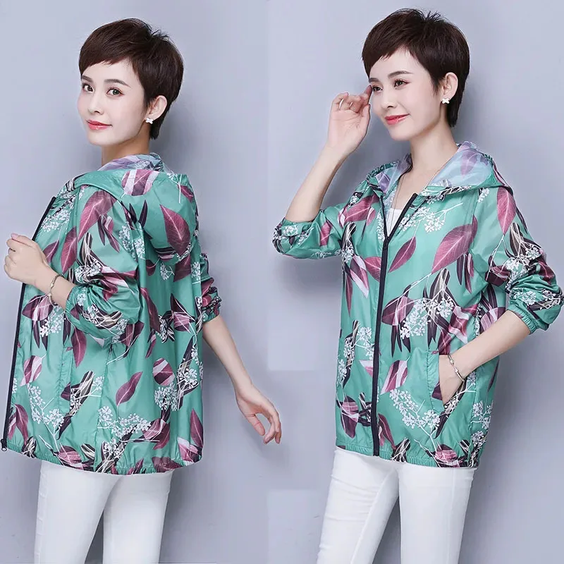 Женские 2021New модные летние топы, пальто с капюшоном и принтом дышащая тонкая одежда для защиты от солнца, Солнцезащитная одежда женский плюс...