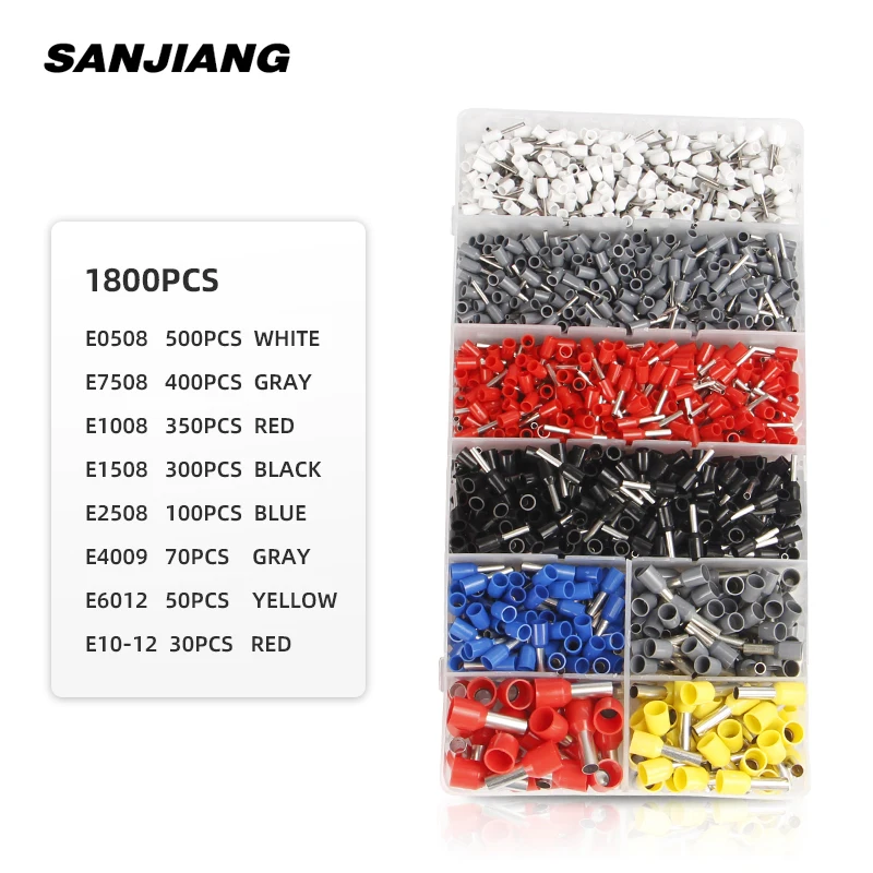 HSC8 6-4 1800PCS Tubular Terminal Crimper kit 0.08-10mm² 25-7AWG Electrical Crimping Pliers alicate crimpador Hand Tools Set |