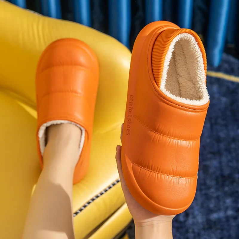 2022 New Bag Heel Waterproof Cotton Slippers Cotton Warm Indoor Non-Slip Indoor Ladies Home Couple Thick-Soled Winter Slippers