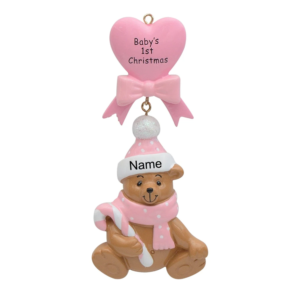 Детские Рождественские украшения в виде мишки синего/розового цветов украшенные