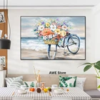 Картина маслом на холсте Цветы на велосипеде, скандинавский постер, Настенная картина для гостиной, украшение для дома