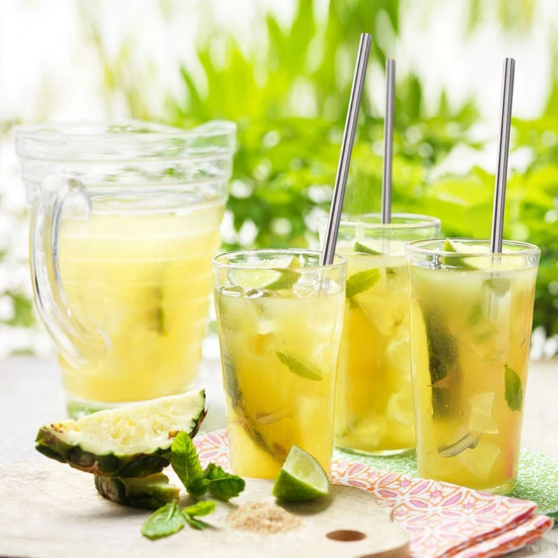 Многоразовые соломинки для питья 12 Упаковка нержавеющая сталь Соломинки 8 дюймов