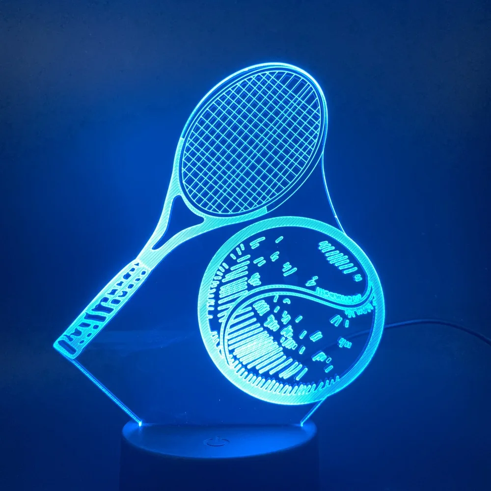 

3d Lamp Exercise Tennis Racket Color Changing with Remote Unique Present for Kids Led Night Light Lamp for Indoor Decoration