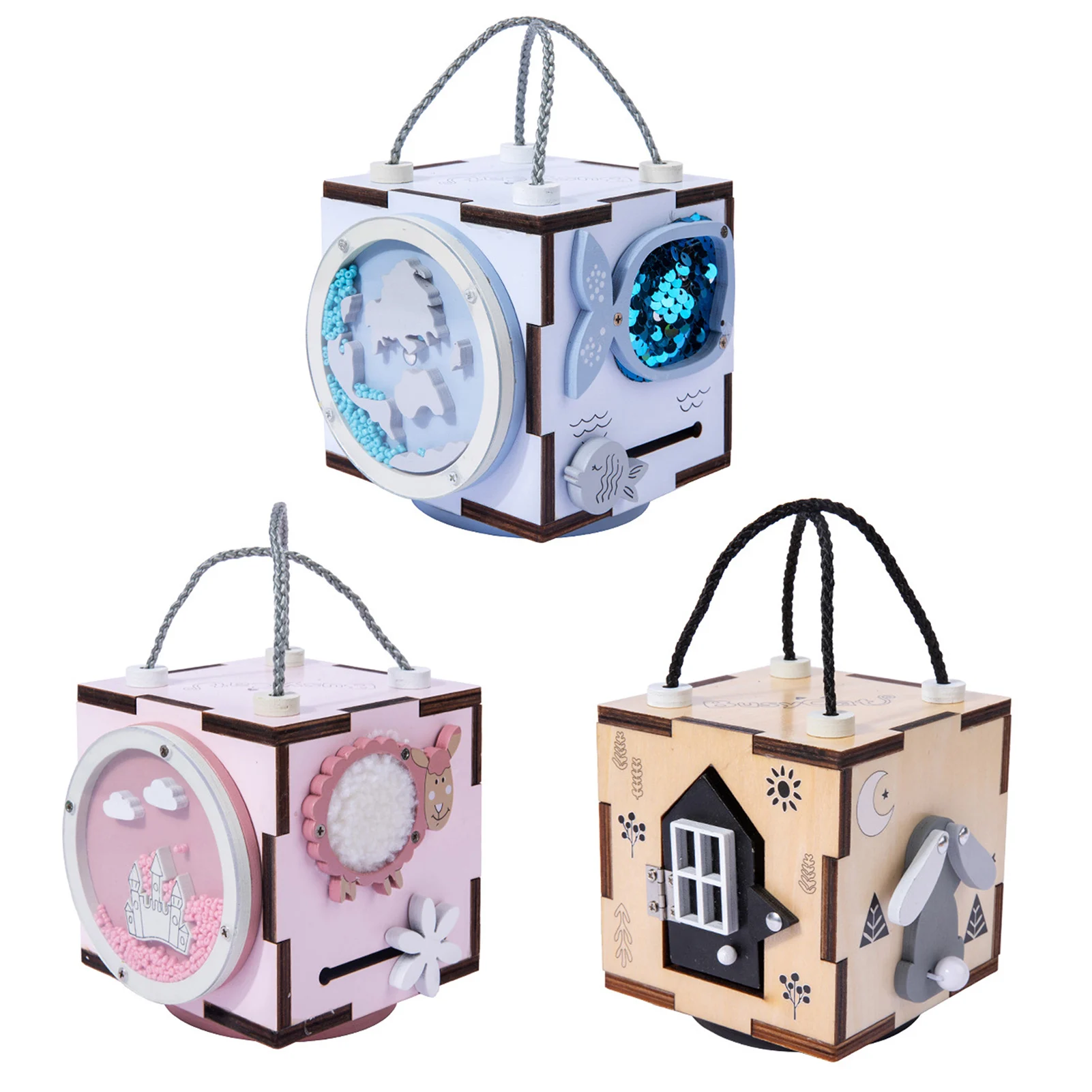 

Обучающие игрушки Монтессори, Деревянные Детские Обучающие логическое мышление, занятый блок, разблокировка, гайка, головоломка, кубик для ...