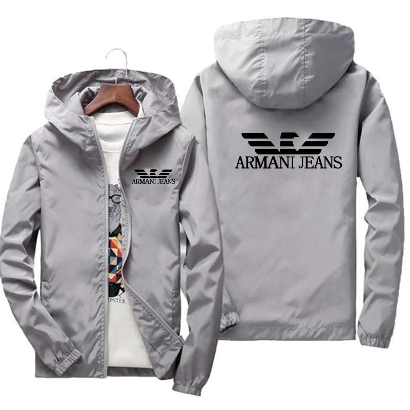 

2021 Spring new men's jacket jacket men's street windbreaker with hood zipper thin coat sports jacket men's casual jacket 7XL