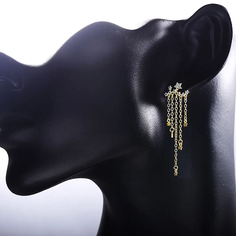 Moonmory 925 Стерлинговое Серебро гальванизированное 18K Золотые сережки с кисточками